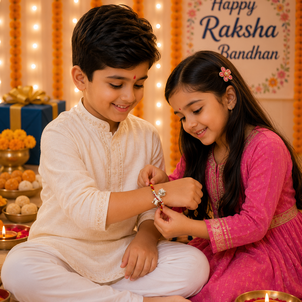 Pure 92.5 Silver Bajrangbali with Gada Charm Rakhi for Brother