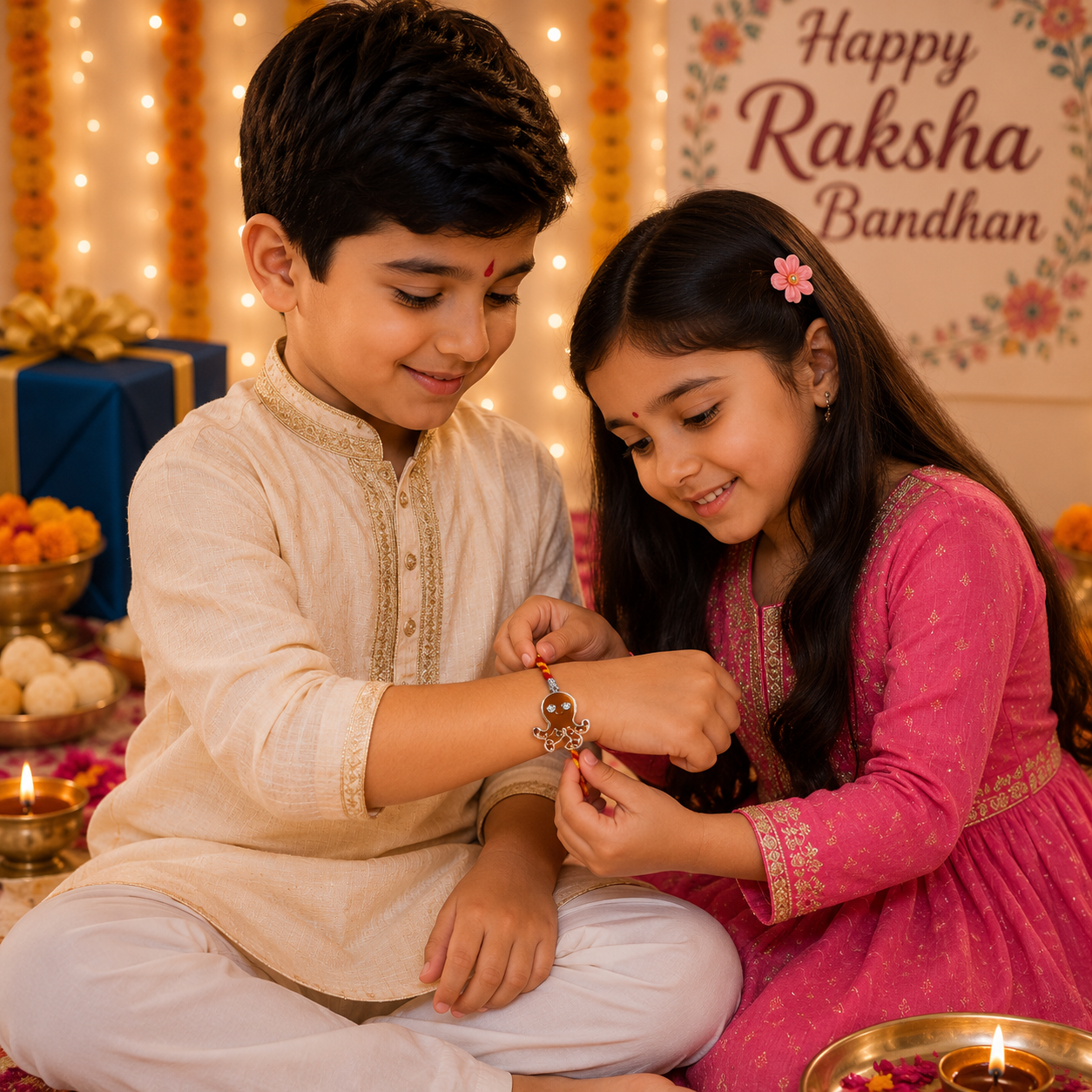 Pure 92.5 Silver Octopus Charm Rakhi – Cute Ocean Theme Kids Rakhi