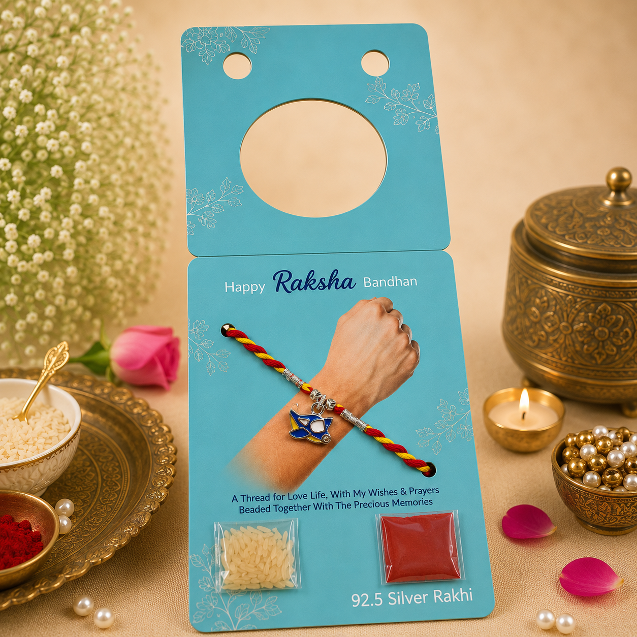 Pure 92.5 Silver Aeroplane Charm Rakhi – Cute Kids Rakhi