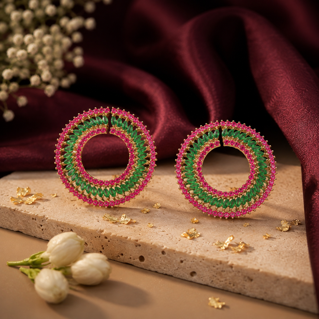 Rangriti Festive Circle Earrings | 925 Sterling Silver