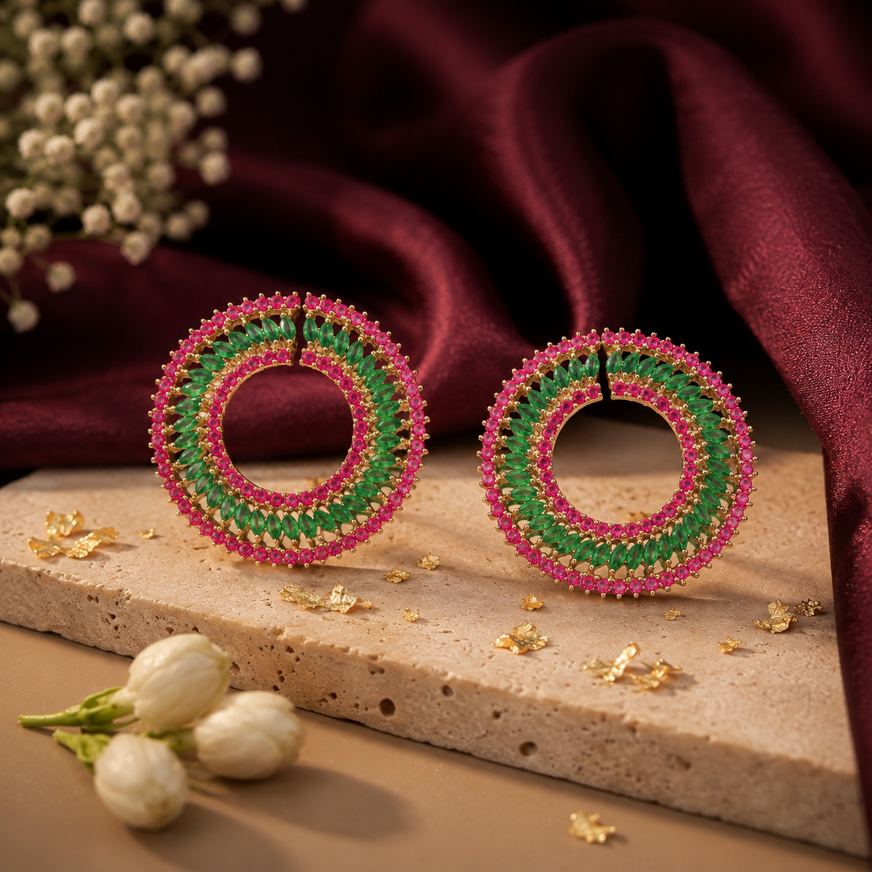Rangriti Festive Circle Earrings | 925 Sterling Silver