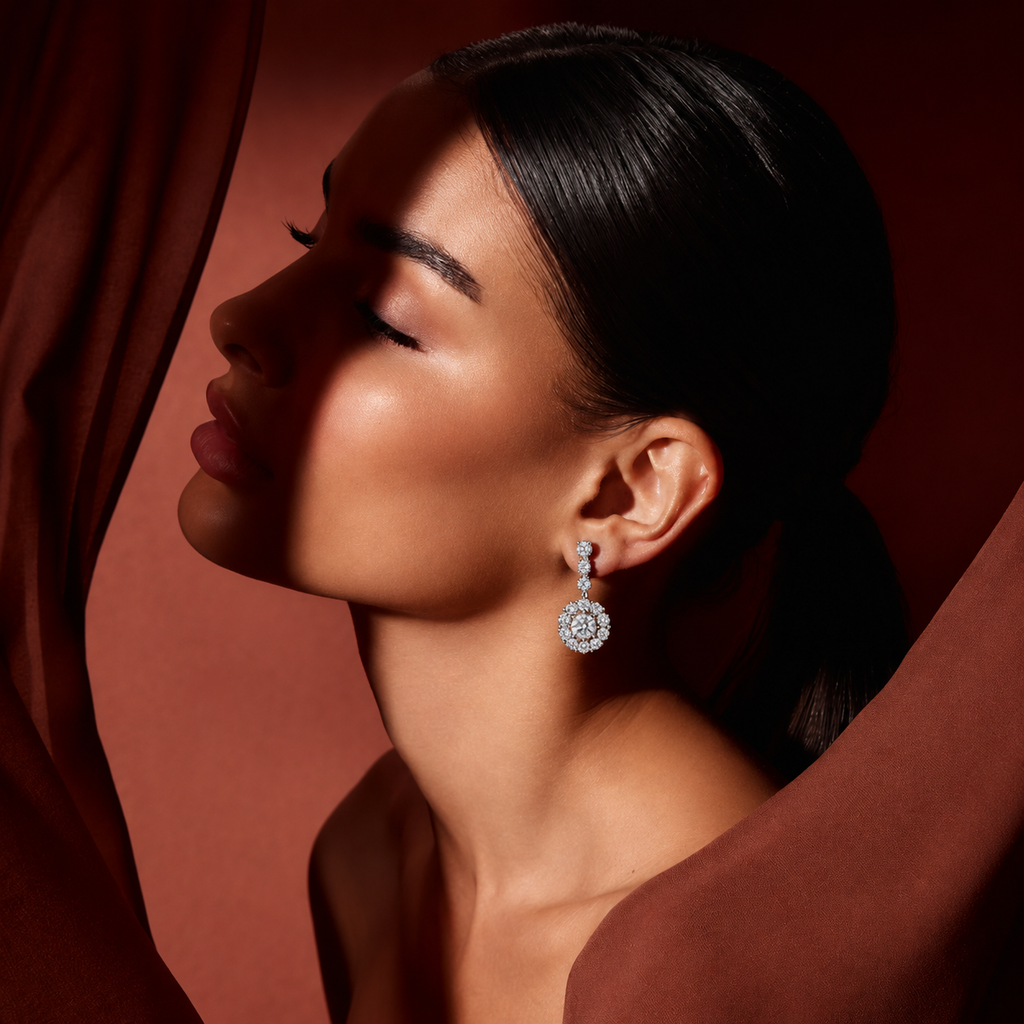 Floral Grace Diamond Drop Earrings