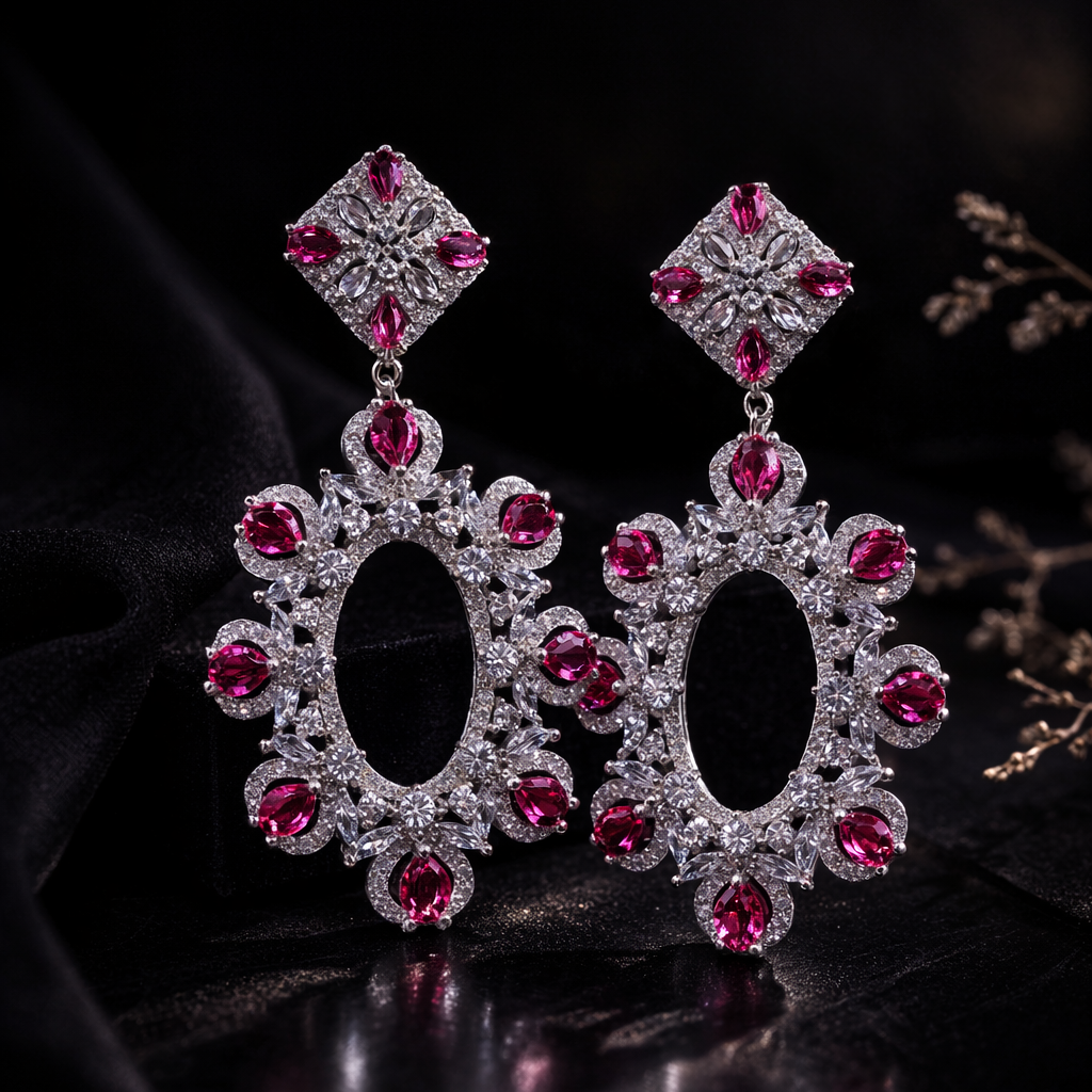 Scarlet Empress Oval Drop Earrings | 925 Sterling Silver